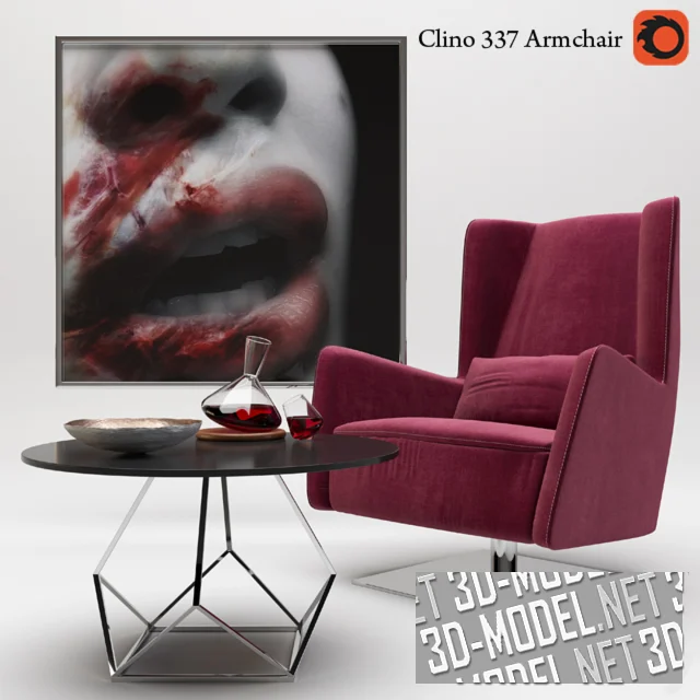 3d-модель Сет с креслом IDP Italia Clino 337 и декором