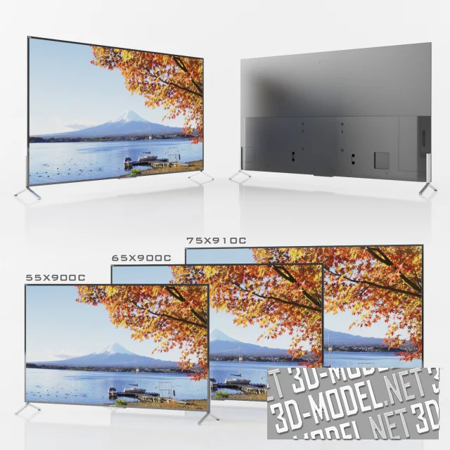 3d-модель Телевизор Sony TV XBR-55X900C, XBR-65X900C, XBR-75X910C