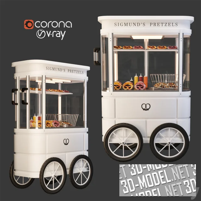 3d-модель Тележка с выпечкой