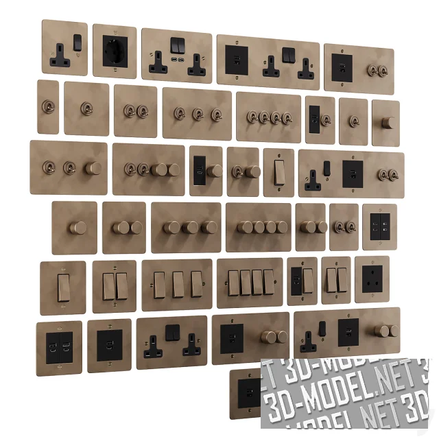 3d-модель Выключатели и розетки Corston из латуни