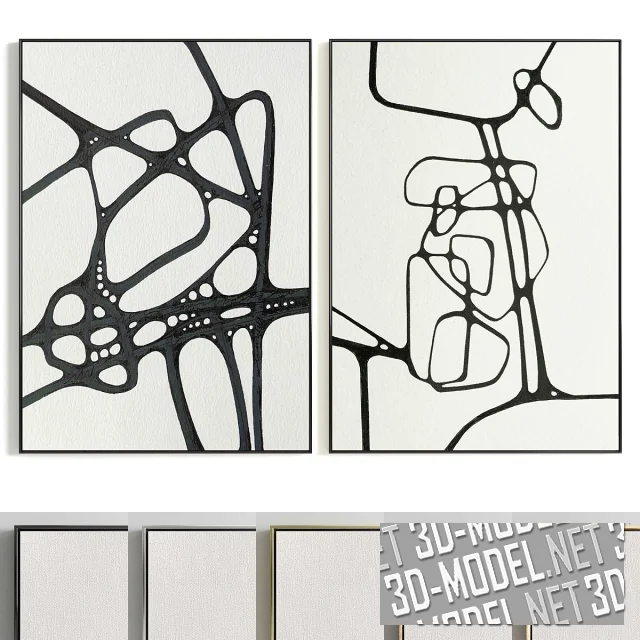 3d-модель Абстрактные картины с черно-белыми линиями