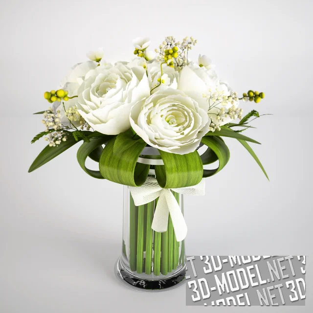 Белые цветы в стеклянной вазе