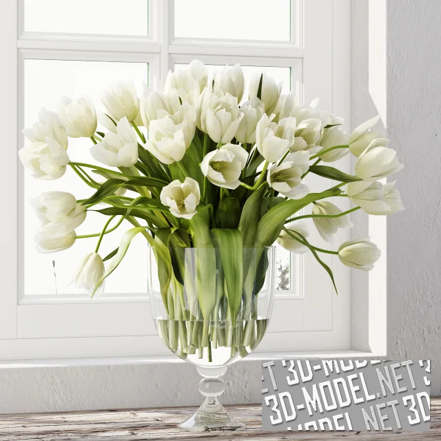 3d-модель Букет белых тюльпанов