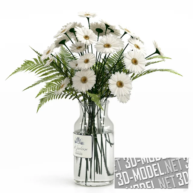 3d-модель Букет с ромашками в стеклянной вазе