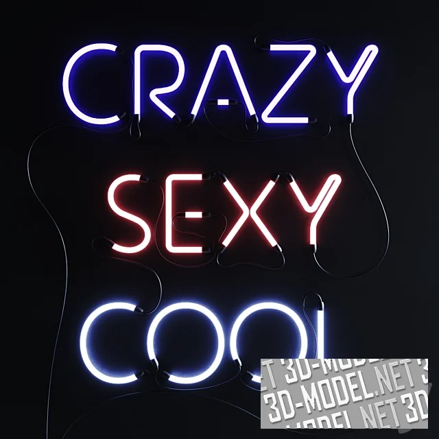 3d-модель «Crazy sexy cool» – неоновые надписи