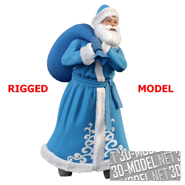 3d-модель Дед Мороз с мешком подарков