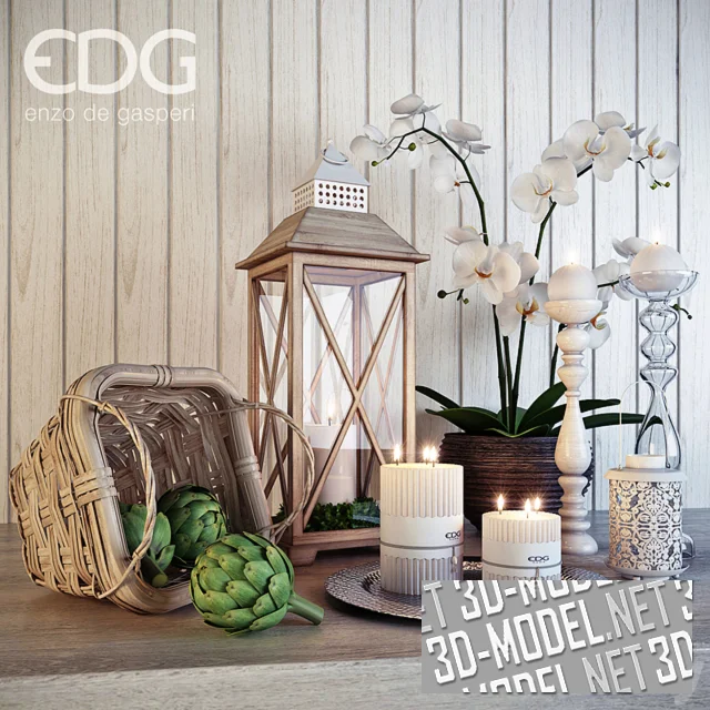3d-модель Декор Enzo De Gasperi, с артишоками и свечами