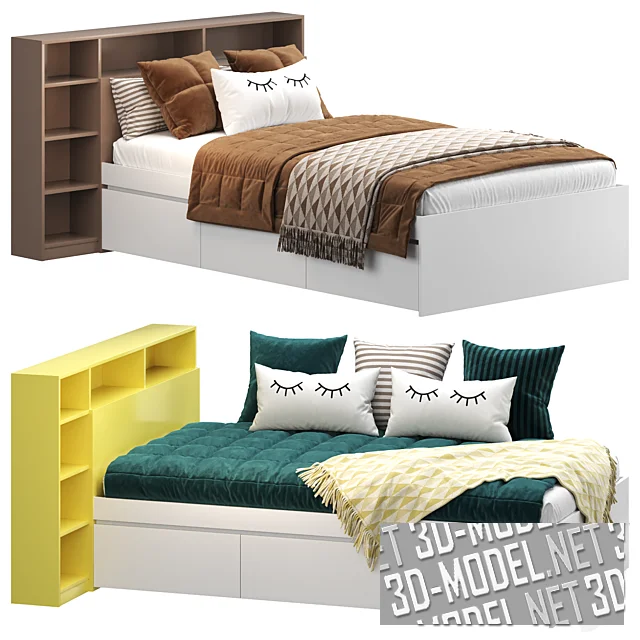 3d-модель Детская кровать с полками в изголовье Astrit 120 Divan.ru
