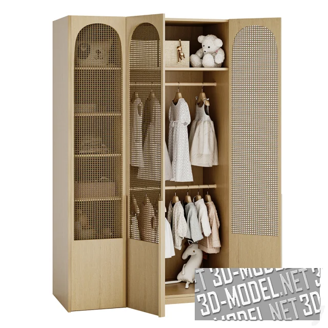 Детский шкаф с одеждой и декором