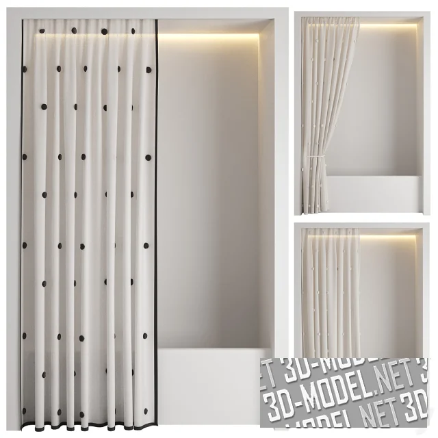 Два варианта шторы для душа, с кантом и помпонами