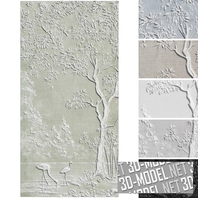 3d-модель Гипсовое панно с ботаническим барельефом