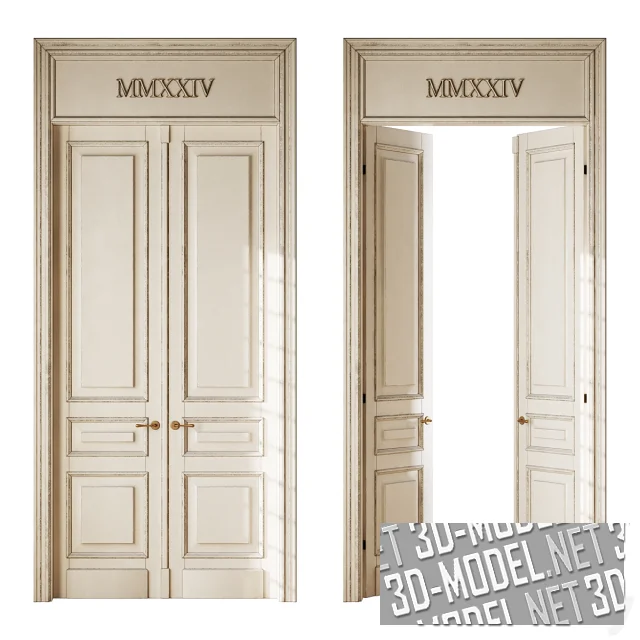 3d-модель Классическая двухстворчатая дверь
