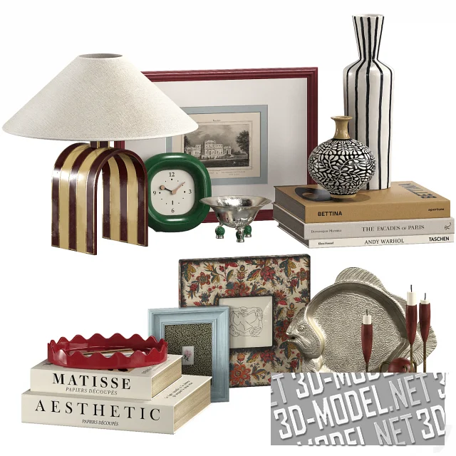 3d-модель Комплект декора с блюдом-рыбой