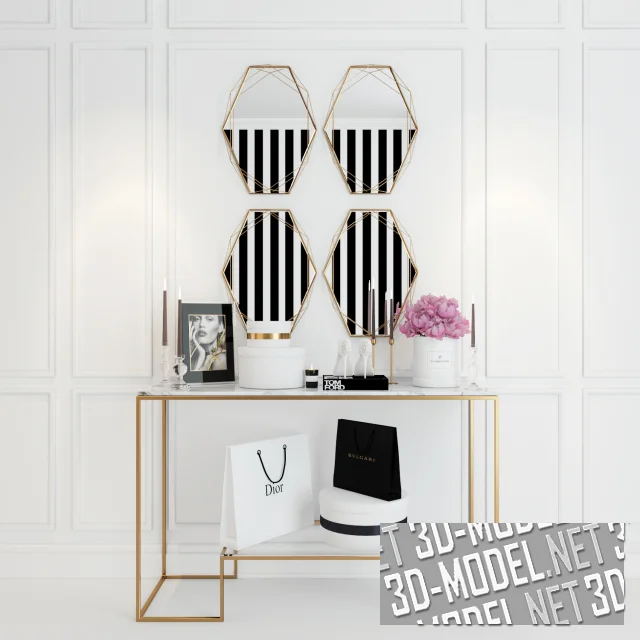 3d-модель Консоль с зеркалом Prisma UMBRA и декор