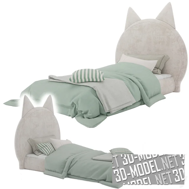 3d-модель Кровать с изголовьем в форме кота