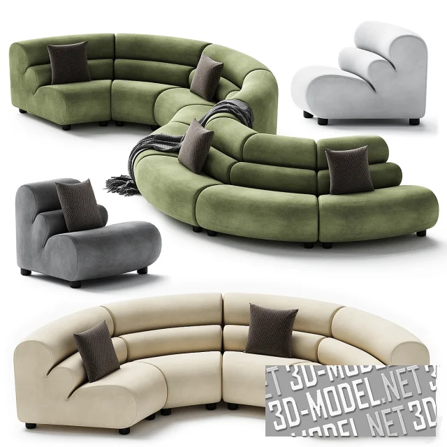 3d-модель Модульный диван LINDAU от Eichholtz