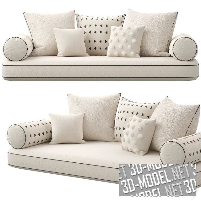 3d-модель Мягкие подушки с помпонами и узором