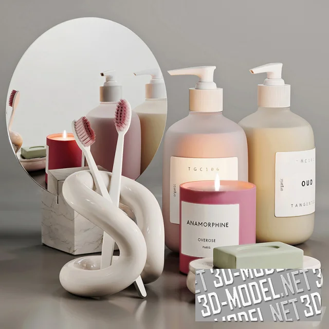 Набор аксессуаров для ванной с зеркалом и свечой Anamorphine