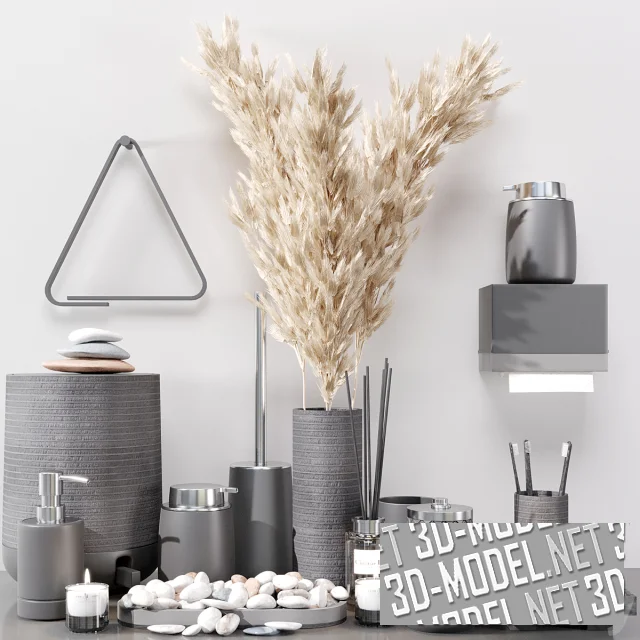 Набор для ванной, с галькой и пампасной травой