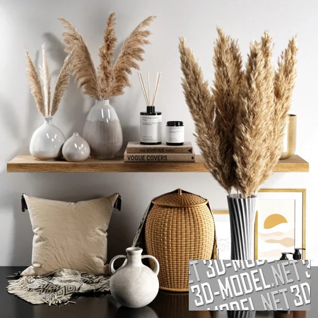 3d-модель Набор с сухим букетом и подушкой