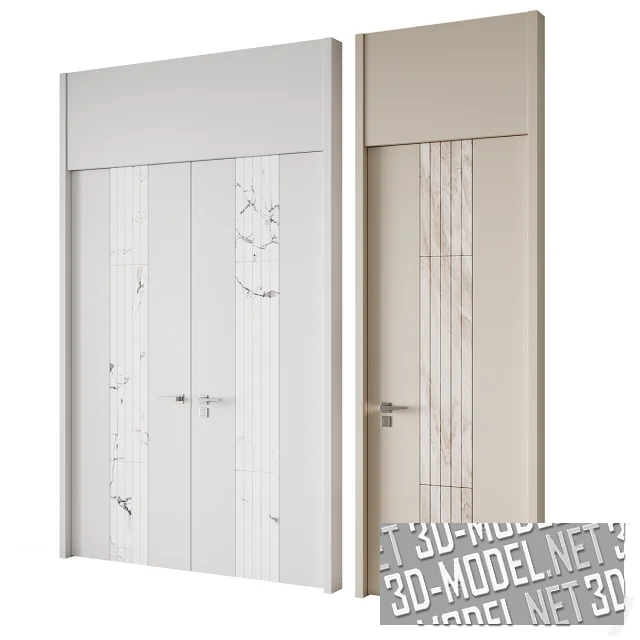 Однотонные двери с декоративными вставками