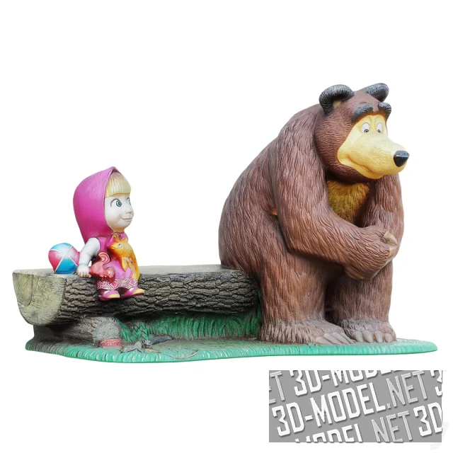 3d-модель Персонажи мультфильма «Маша и Медведь», скульптурная композиция