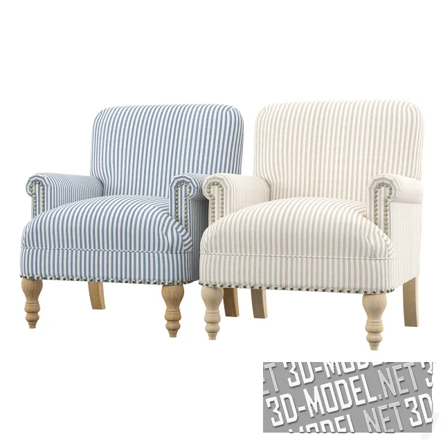 3d-модель Полосатое кресло в классическом стиле