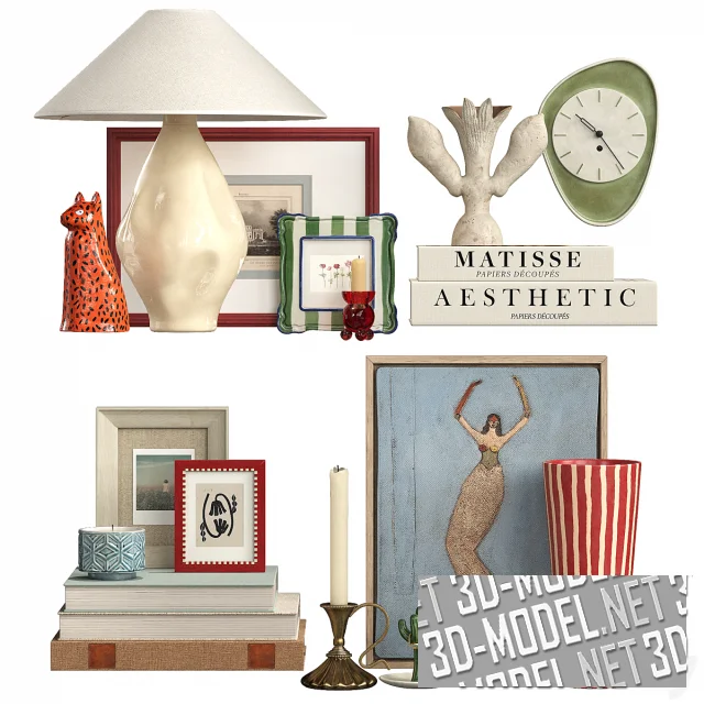 3d-модель Сет для декора с фигуркой леопарда