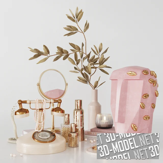 3d-модель Сет с ретро-телефоном