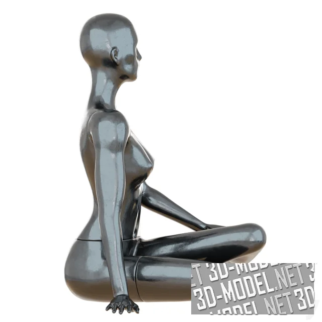 3d-модель Сидящий на полу женский манекен