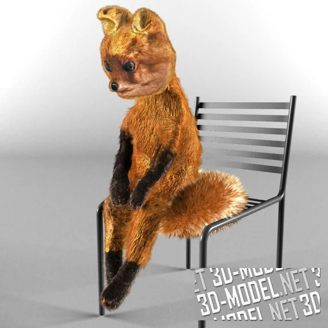 Сидящий на стуле лис