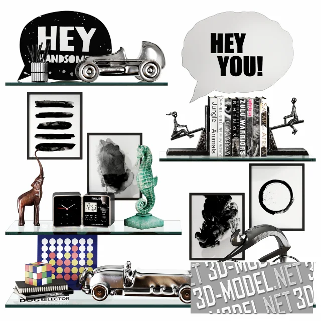 Стеклянные полки с декором