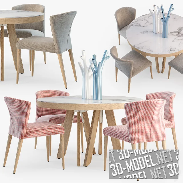 3d-модель Стол Satori и стулья Circo от Ligne Roset