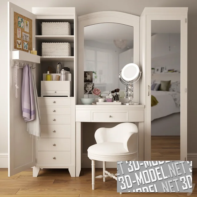 3d-модель Туалетный стол-шкаф с декором