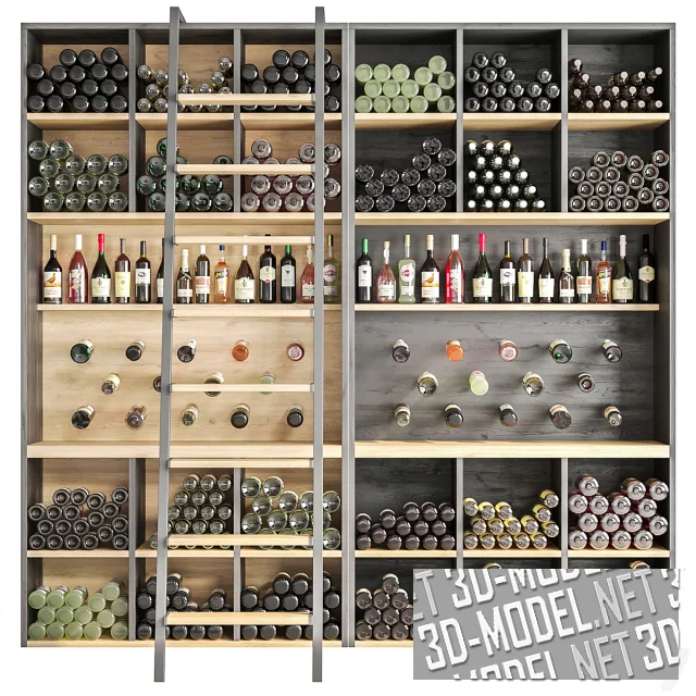 3d-модель Витрина с шампанским и вином