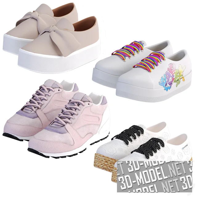 3d-модель Женские кроссовки, 4 пары