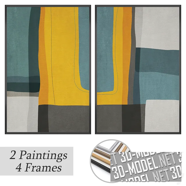 Абстрактные картины с 4 вариантами рам