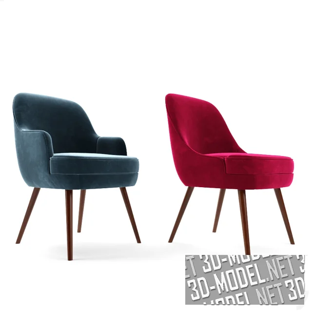 3d-модель Барный, полубарный и обеденные стулья 375 от Walter Knoll