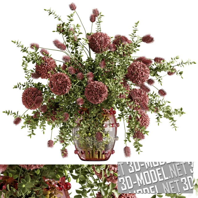3d-модель Бордовый букет в вазе