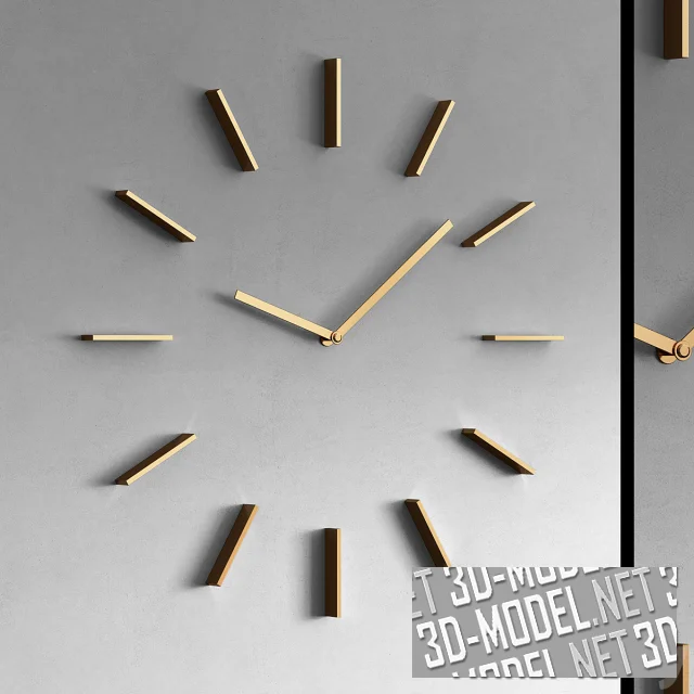 3d-модель Часы с золотыми стрелками