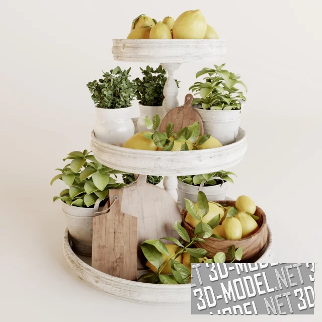 Декоративный набор с мини-зеленью и лимонами