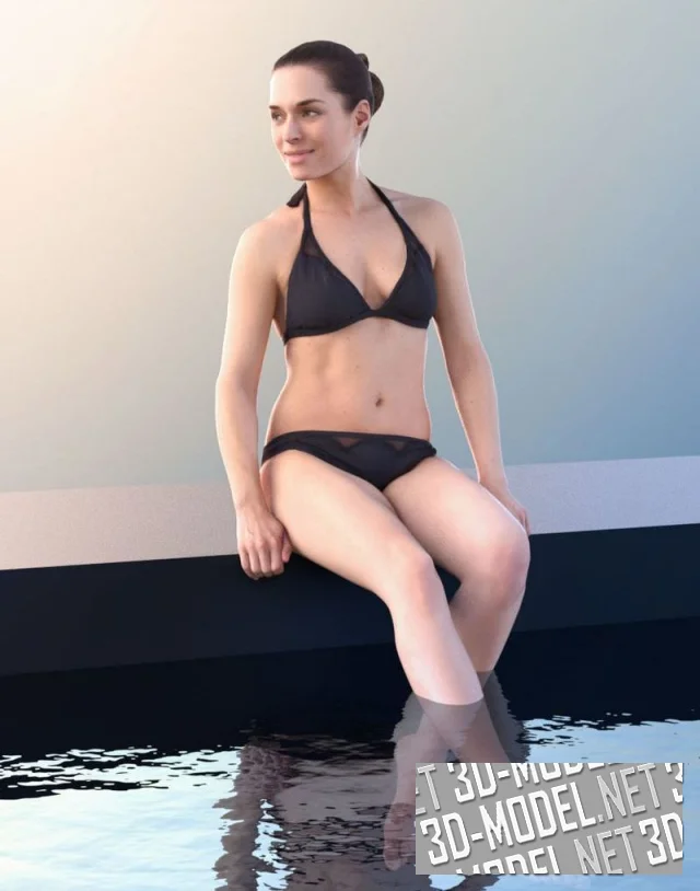 3d-модель Девушка в темном купальнике