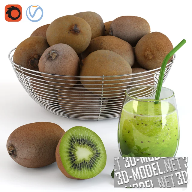 3d-модель Киви в вазе и фреш