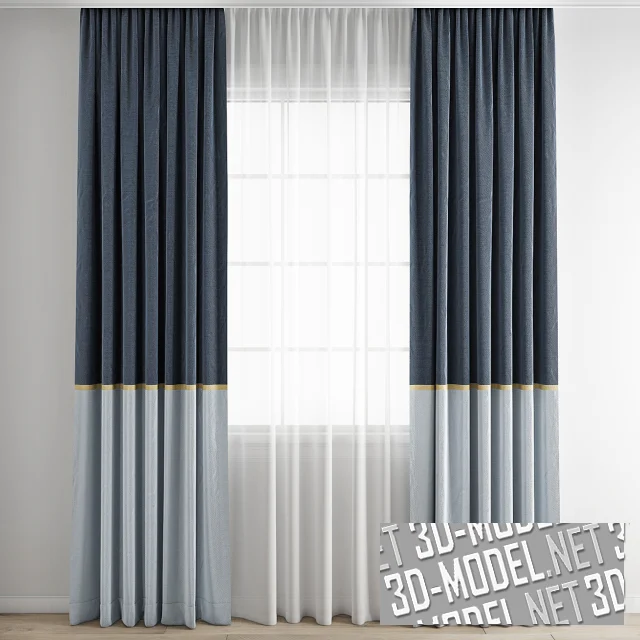 3d-модель Комбинированные портьеры с золотой вставкой