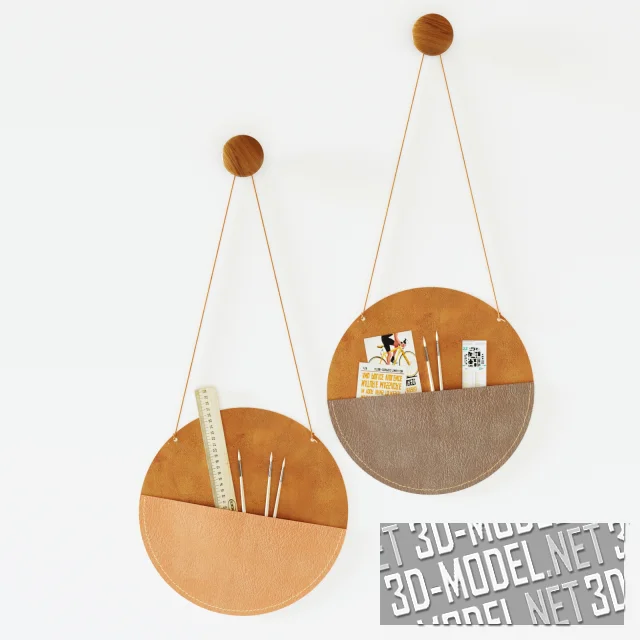 3d-модель Кожаные настенные карманы для хранения