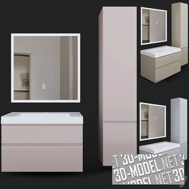 3d-модель Мебель для ванной с раковиной CUBO 80 Kerama Marazzi