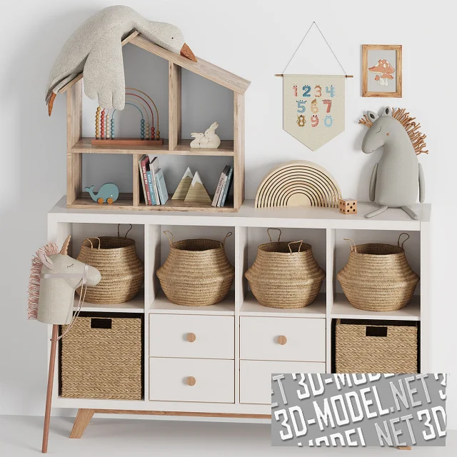 Мебель с игрушками и декором для детской