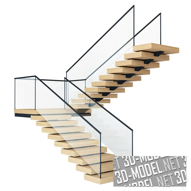 3d-модель Межэтажная современная лестница