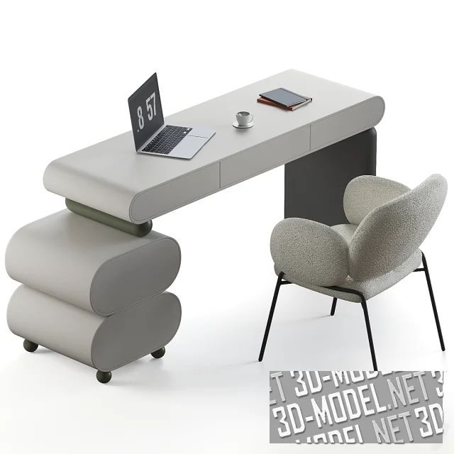 3d-модель Модульный стол и кресло для рабочей зоны