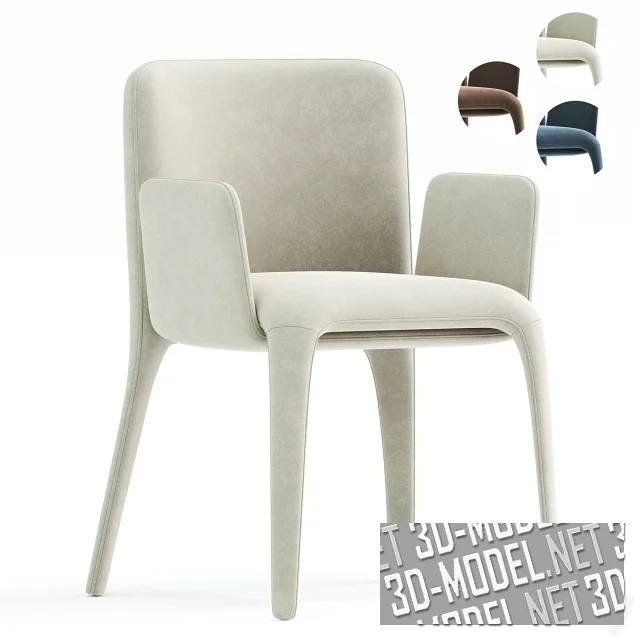3d-модель Мягкий стул с подлокотниками